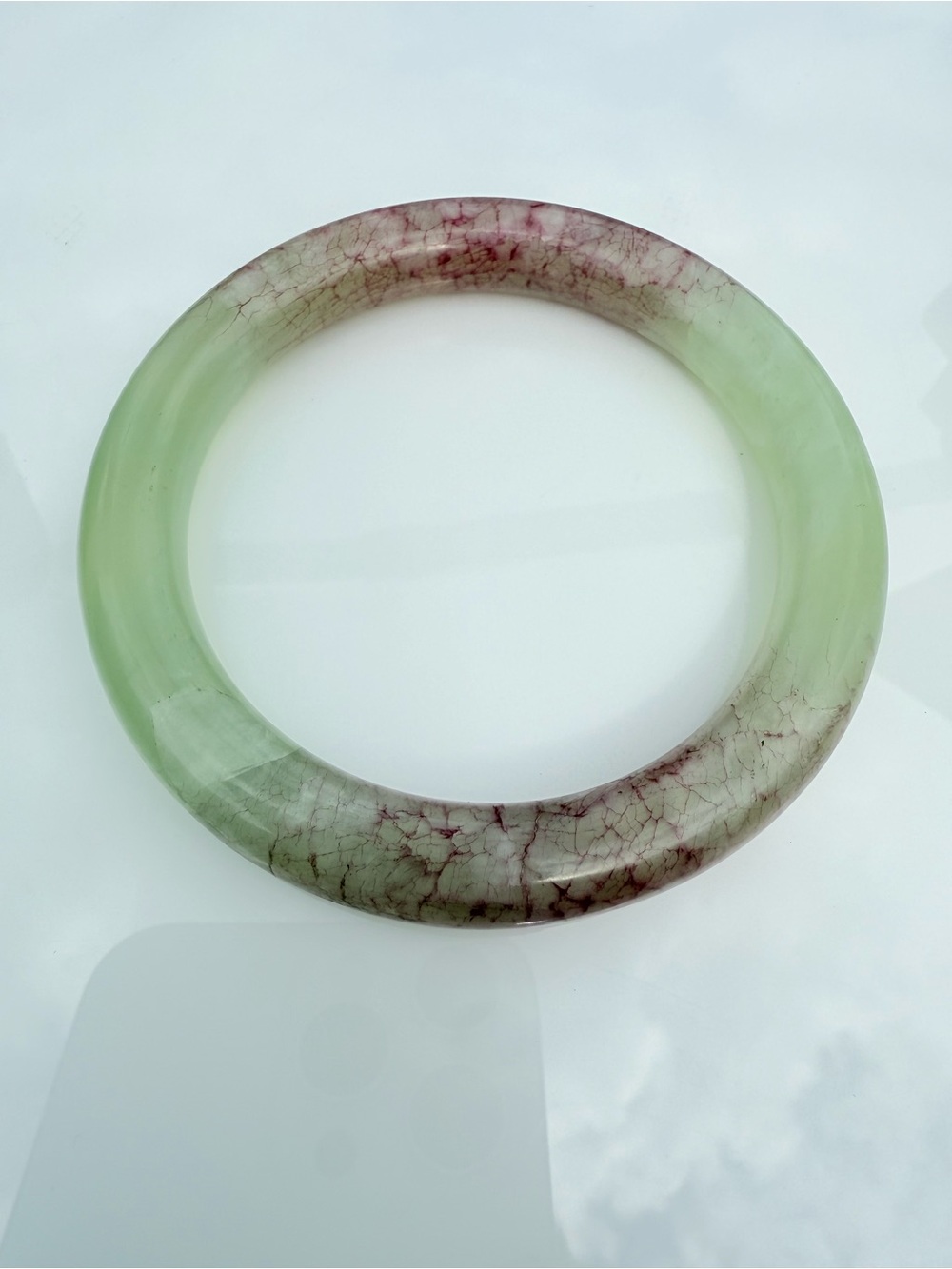 Vintage Auspicious Green and Red Jade Bangle Bracelet